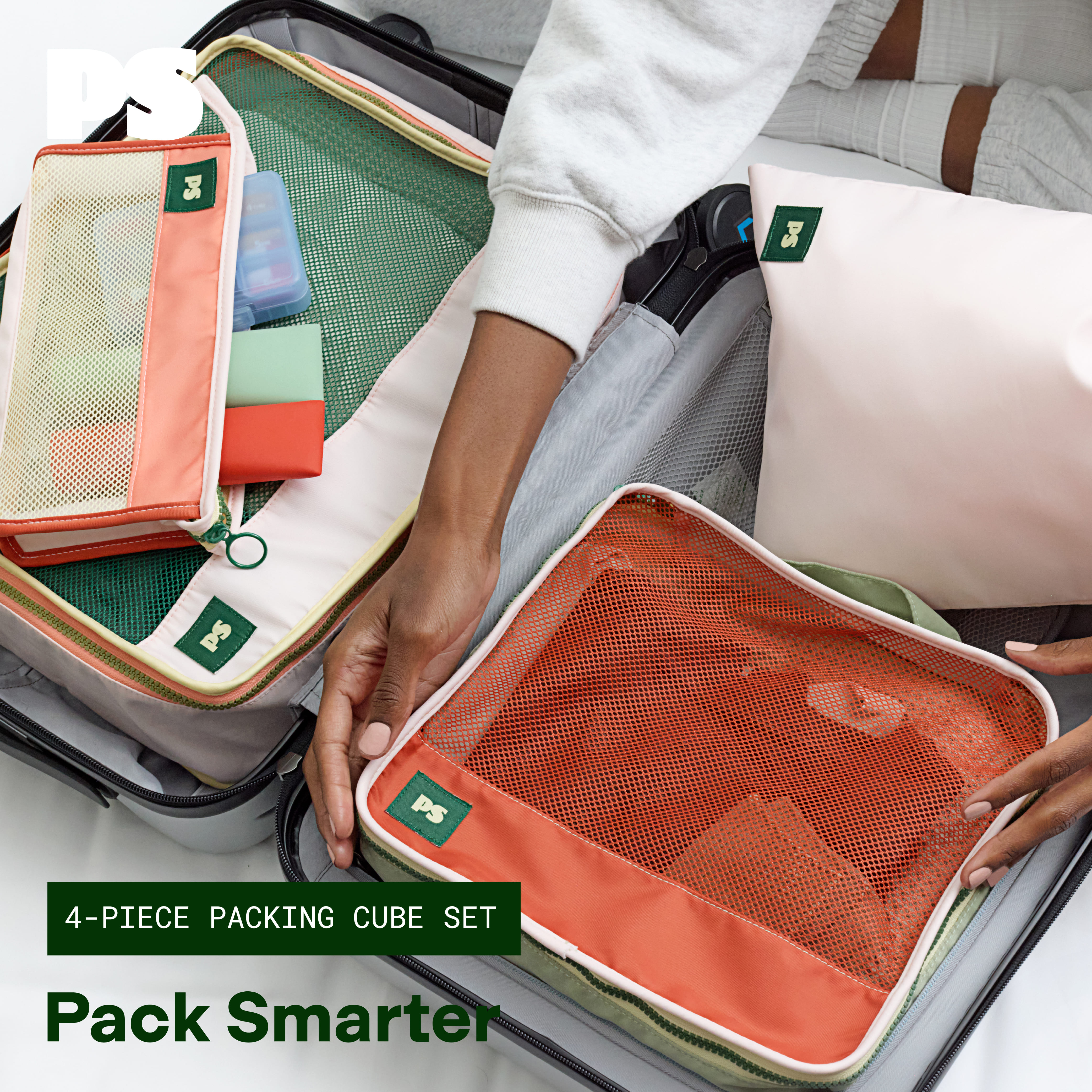 Popsugar Packing Cubes for Travel Organized Smart Zip Packing Organizers for Suitcase Luggage 4 Pack