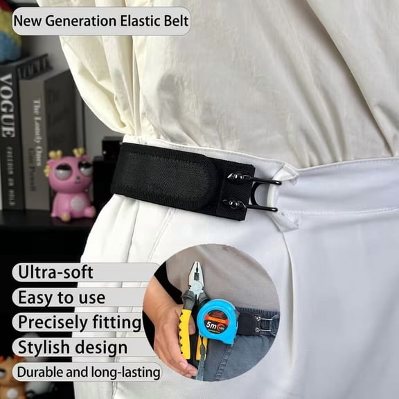 Hook Belt Without Buckles, Adjustable Metal Hook Elastic Waistband, Unisex Portable And Comfortable Waist Belts