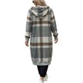 thumbnail image 4 of Sorvello Long Flannel Jacket Women Hooded Plaid Coat Oversized Button Down Shacket 2026 Fall Winter Casual Warm Trench Coats Light Gray L, 4 of 5