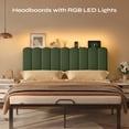 thumbnail image 5 of Pinmoco Queen Upholstered Headboard with Storage, LED Lights and Charging Station, Olive Green Striped Upholstery, Height Adjustable, Easy Assembly(Bed Headboard Only), 5 of 10