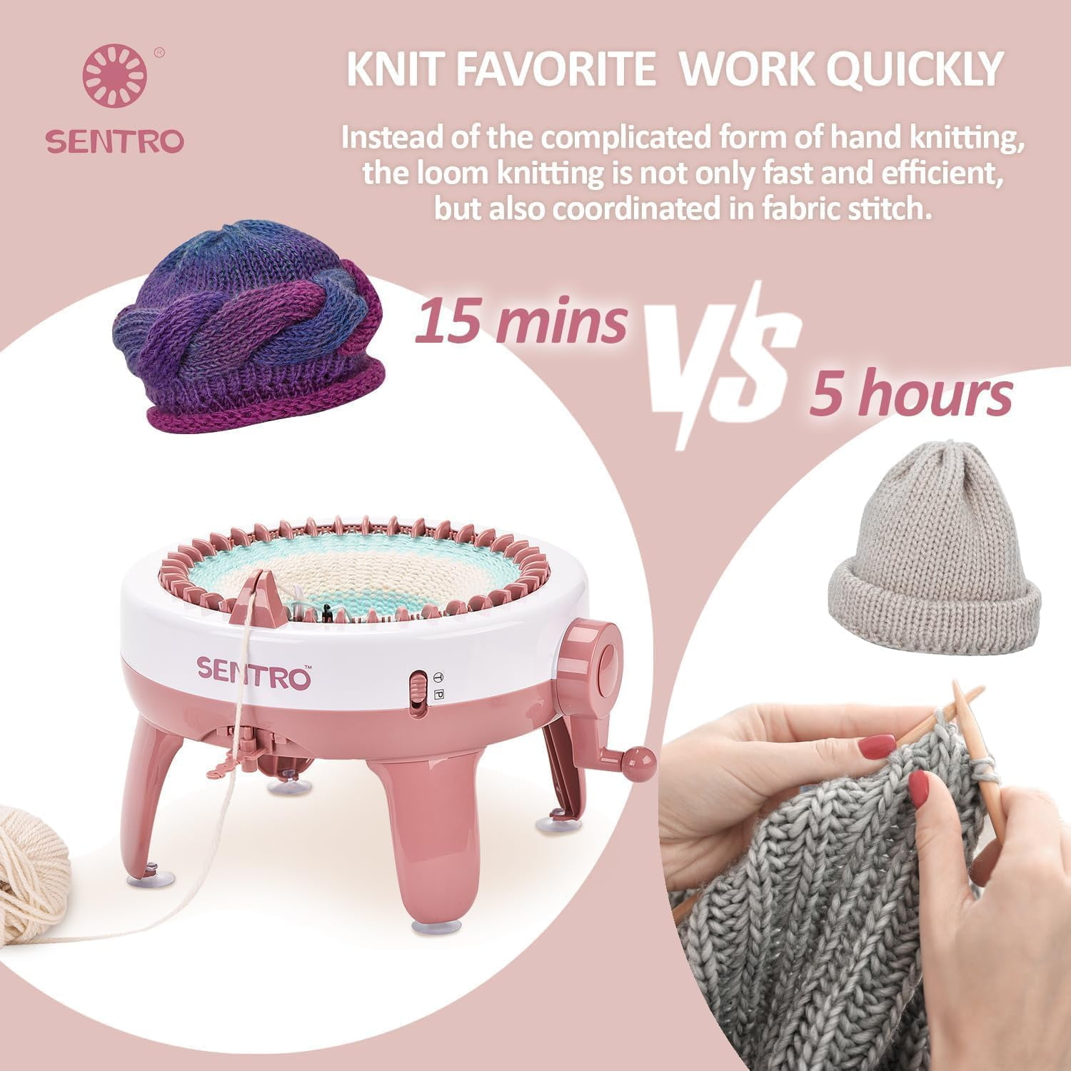 Knitting Machine, 40 Needles Smart Weaving Round Loom, Knitting Machines Knitting Board Rotating Double Knit Loom Machine Kit for Adults/Kids DIY Knit Scarf Hat Sock
