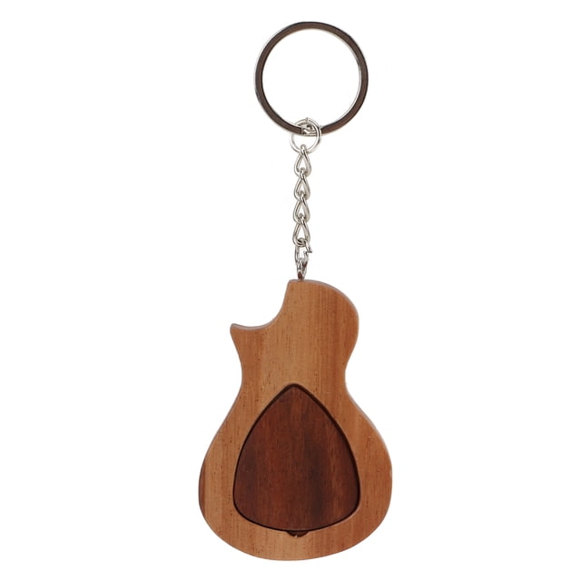 Juego de púas de guitarra de madera, estuche protector, llavero, caja de almacenamiento de regalos de instrumentos hechos a mano