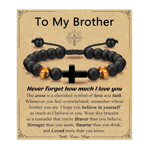 Adjustable First Communion Bracelet For Boys Tigers Eye Beads Cord Designs