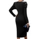 thumbnail image 3 of Vestido Midi de Fiesta para Mujer, Cuello Redondo, Color Liso, Abertura Lateral, Corte Ajustado, Larga Negro XXL, 3 of 7