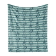thumbnail image 1 of Ships Wheel Soft Flannel Fleece Blanket, Retro Marine Pattern with Ship Wheel Anchor and Starfish on Striped Background, Cozy Plush for Indoor and Outdoor Use, 60" x 80", Teal Beige, by Ambesonne, 1 of 6