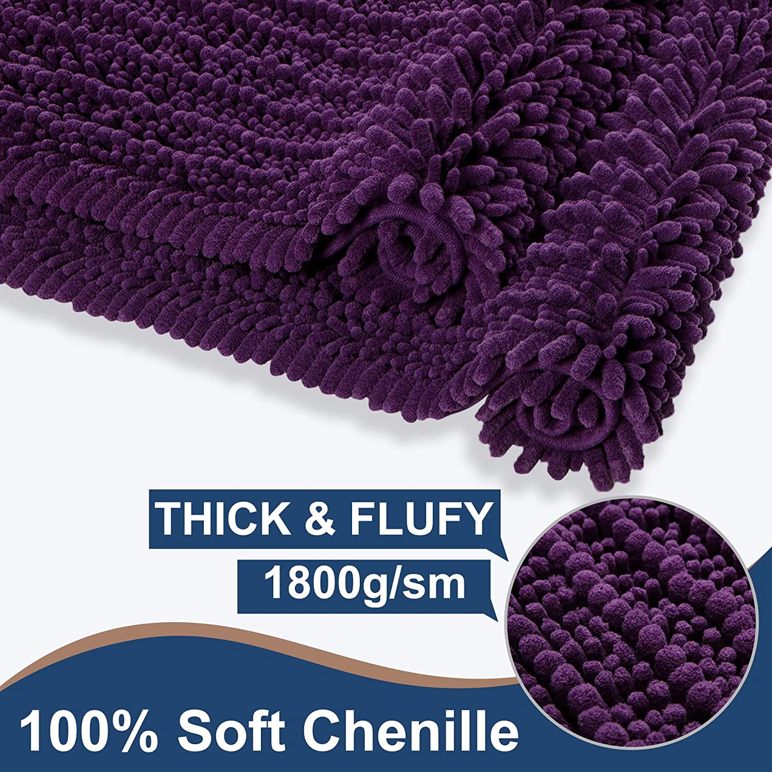 Soft Plush Microfiber Bathroom Rugs, Absorbent Bath Rugs Non Skid Machine Wash Dry Bath Mats for Tub,Shower and Bath Room Floor Mats (20x32inches, Plum)