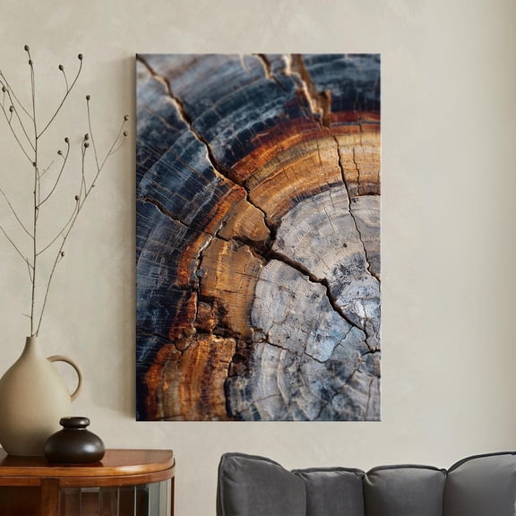 Abstract Tree Ring Wall Art Rustic Wood Grain Print Colorful Nature Decor Boho, Unframed Paper Poster 8x10in