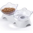 thumbnail image 1 of Cuencos para gatos, cuencos elevados para comida para gatos, cuencos dobles para gatos con 15 platos elevados inclinados para gatos, cuenco de alimentación para mascotas para gatos pequeños y cac, 1 of 5