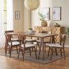 thumbnail image 2 of GDF Studio Alexis Mid Century Modern Fabric Upholstered Wood 7 Piece Dining Set, Light Beige and Walnut, 2 of 13