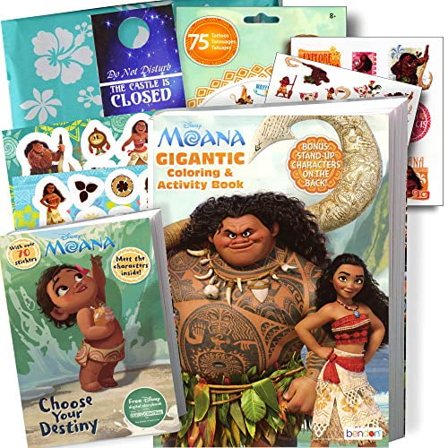 Download Disney Moana Coloring Book And Stickers Gift Set Bundle Includes Gigantic 192 Pg Moana Coloring Book Moana Tattoos Stickers And 2 Sided Door Hanger In Specialty Gift Bag Walmart Com Walmart Com