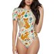 thumbnail image 1 of Balery Whimsical Fox Floral Garden Body de cuello redondo de manga corta para mujer Tops de manga corta Tops básicos-Large, 1 of 7