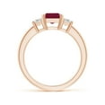 thumbnail image 2 of ANGARA Natural 1.6 ct Ruby and Diamond Three Stone Ring in 14K Rose Gold for Women (Size-8x6mm) | July Birthstone, Birthday, Anniversary, Jewelry Gift for Women | Natural Ruby Ring, 2 of 12
