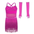 thumbnail image 5 of Choomomo Girls Sequin Fringed Dresses Tassel Skirted Leotard Latin Dance Outfits with Gloves Party Bodysuit Hot Pink 16, 5 of 7