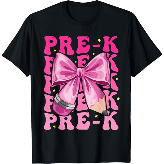 First Day of Pre-K Coquette Bow Back to School PreK Kids Boys Girls T-shirt