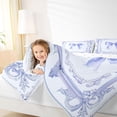 thumbnail image 4 of Feelyou Kids Princess Bowknot Queen Comforter Set, Bohemian Damask Floral Bedding Sets, Western Fashion Ribbon Reversible Bedding Comforter Set, Super Cozy Room Decor, 3-Piece, 4 of 8