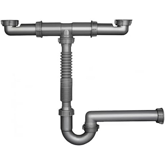 1-1/2" Double Kitchen Sink Drain Pipe kit, Expandable and Flexible P-Trap, Wall-Outlet, Completed Sink Pipe Replacement Kit$$Tools & Hardware Other