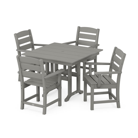 POLYWOOD Lakeside 5-Piece Farmhouse Dining Set in Slate Grey