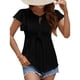 thumbnail image 1 of Camiseta con ojales de jacquard para mujer, Top con cuello redondo y manga con volantes, jersey con cordones de verano, Top negro S, 1 of 8