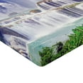 thumbnail image 2 of Ambesonne Exotic Fitted Sheet, Waterfall Tropical Plant, Queen Size, Forest Green Pale Blue, 2 of 3
