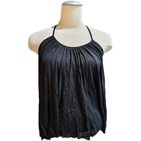 Elan Hi-Lo Flounce Halter Top Swim Coverup Black, Large