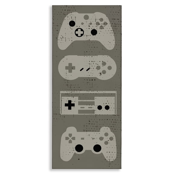 Stupell Industries Contemporary Common Game Controllers Vintage Canvas Art, 10 x 24, by Lil' Rue