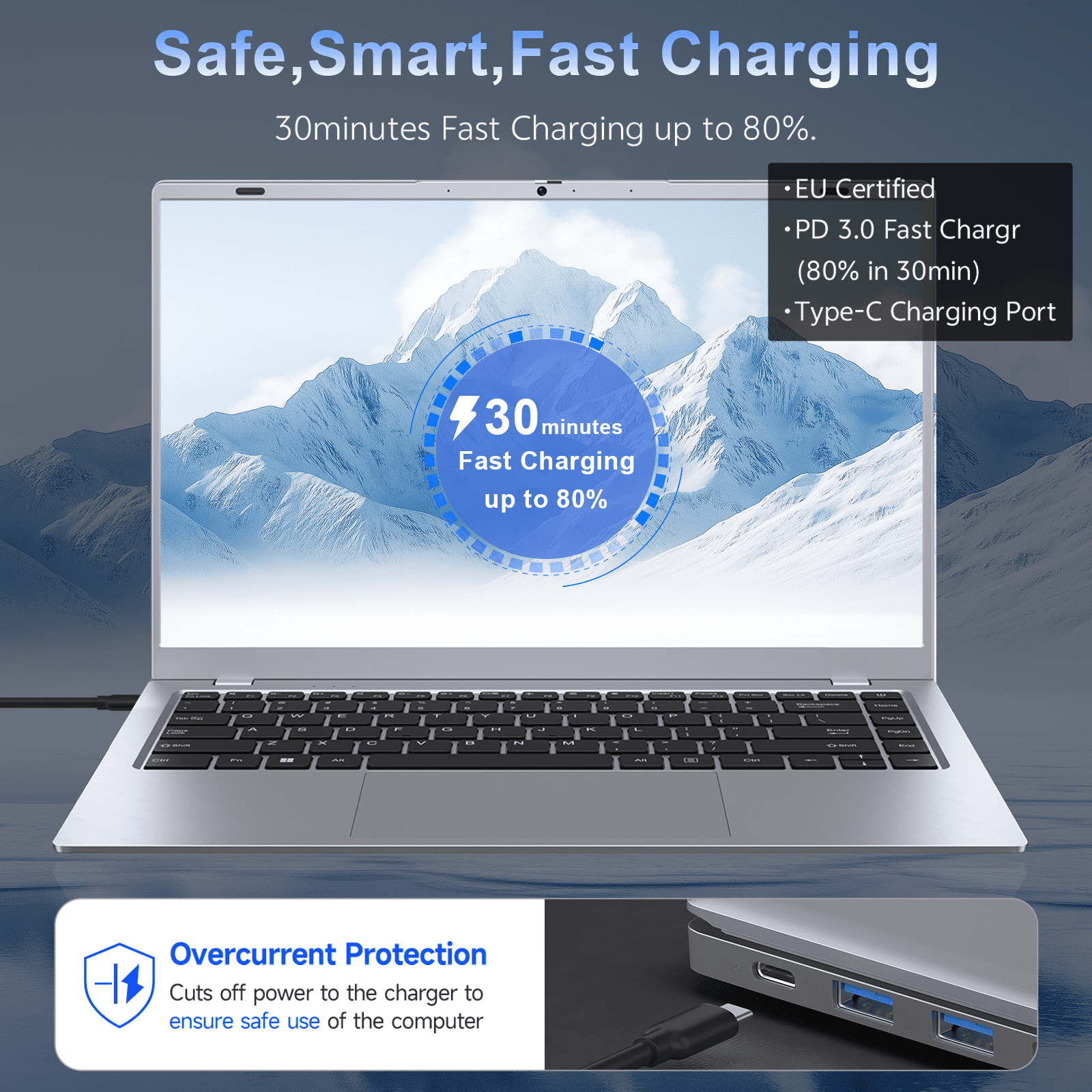 RNRUO 15.6" Laptop with Windows 11, 16GB RAM 512GB SSD, FHD Screen Full Size Keyboard, Office 2024 Included, Portable Laptop for Students and Home Use, Silver