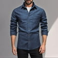 thumbnail image 4 of Txeol Men's Denim Button Down Shirts Lapel Collar Long Sleeve Blouses with Pocket,Blue,L, 4 of 7