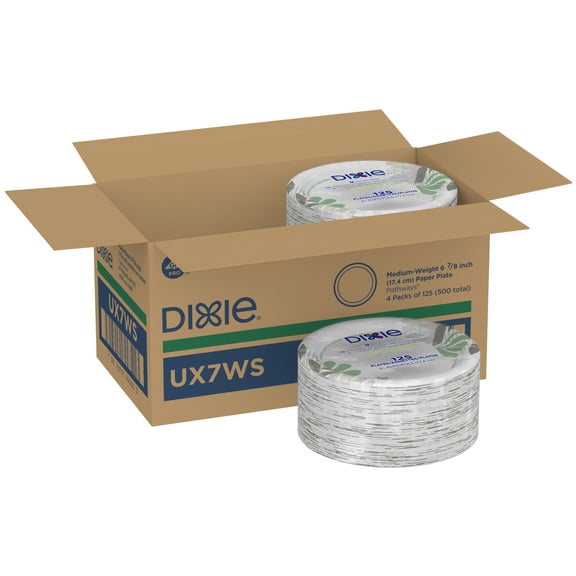 Dixie, DXEUX7WSCT, Pathways Everyday Paper Plates, 6.88" Diameter, 500 / Carton, White
