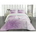 thumbnail image 2 of Ambesonne Modern Quilted Coverlet 3 Pcs, Swirling Ornaments Dots Art, Queen Size, Pale Purple and White, 2 of 4