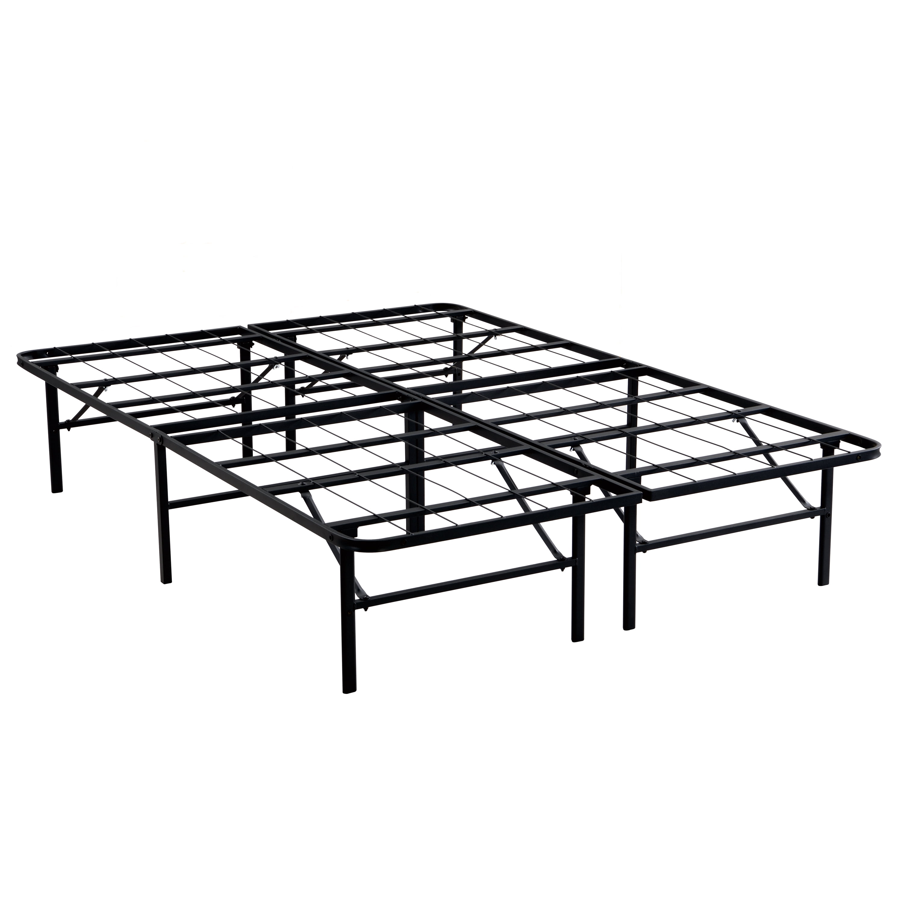 FFZ King Metal Platform Folding Bed Frame 14 inch High Size Box Spring Replacement Heavy Duty Black