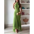thumbnail image 4 of Elegant backless solid color ruffled dress, slim fit long dress for women, 4 of 6