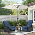 thumbnail image 6 of ATR ART TO REAL Wicker Outdoor Patio Adjustable Recliner Chair with Navy Blue Cushion, 6 of 12