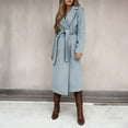 thumbnail image 2 of Winter Blend Trench Coat Classic Lapel Long Sleeve Overcoat With Tie Belt Elegant Solid Color Outerwear For Fall And Seasons Timeless Versatile Ladies Fashion Jacket winter clothing for women, 2 of 5