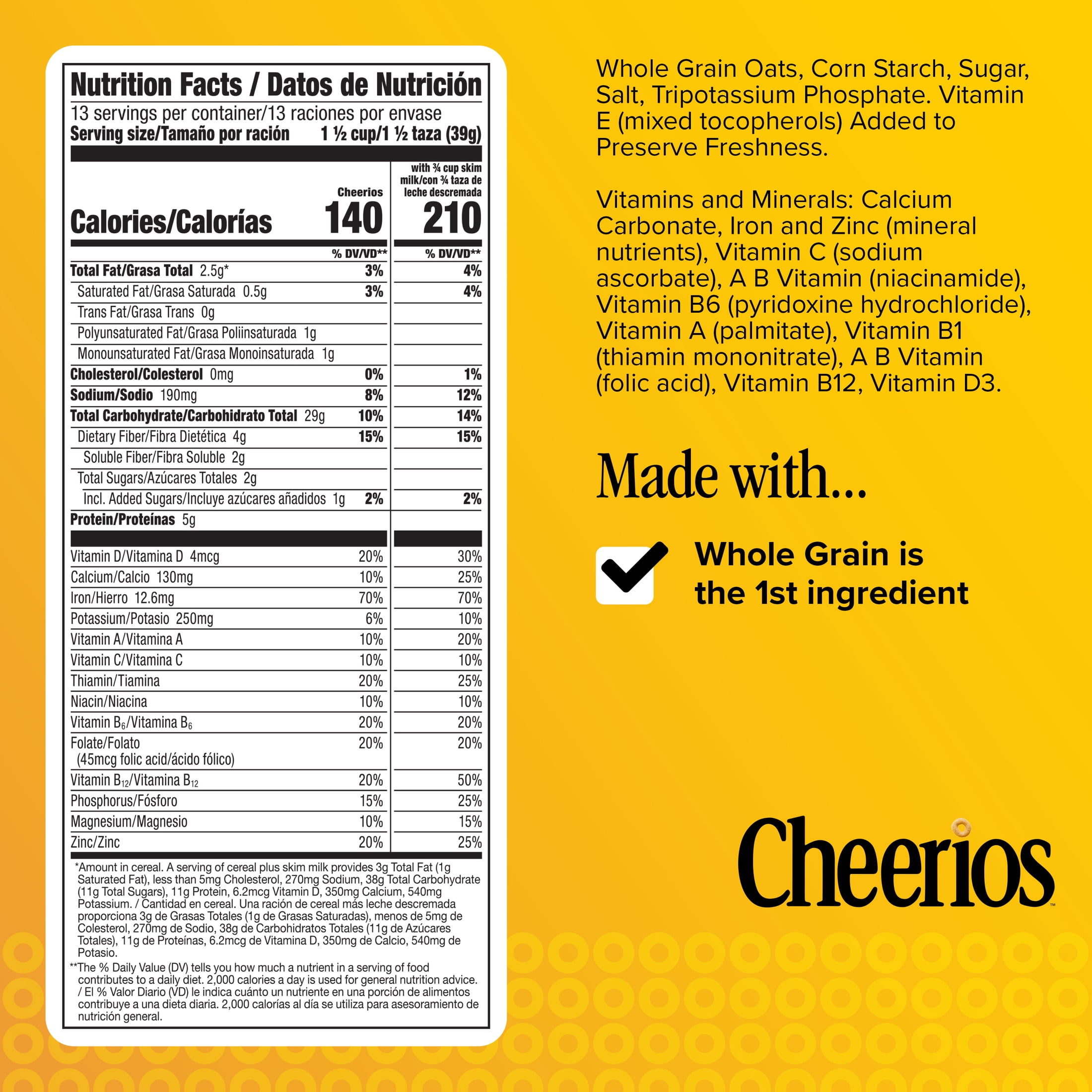 (10 pack) Cheerios, Heart Healthy Gluten Free Breakfast Cereal, Family Size, 18 oz