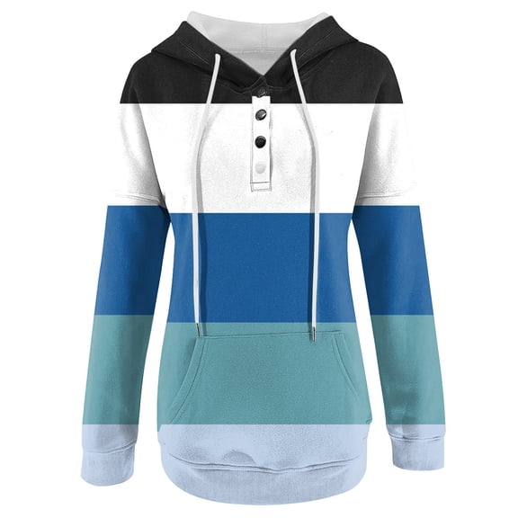 Vedolay Zip Hoodies for Women Women's Oversized Sweatshirts Turtleneck Pullover Long Sleeve Hoodies Tops,Blue XL