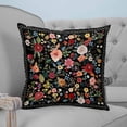 thumbnail image 4 of 24x24 Pillow Covers Set of 2, Watercolor Flowers Throw Pillow Covers Decorative Couch Cushion Case, Farmhouse Floral Vintage Black Microfiber Square Pillowcases for Bedroom Car Living Room, 4 of 7