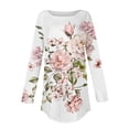 thumbnail image 4 of DPTALR Blouses d'Automne à Col Rond Imprimé pour Femmes Manches Longues Smockées, 4 of 5
