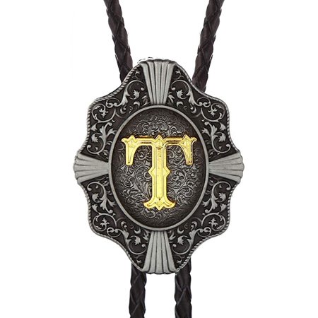 Bolo Tie For Men- Vintage Initial Letter Abcdmjr To Z Western Cowboy