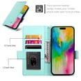 thumbnail image 3 of Dteck Wallet Case for iPhone 16 6.1" 2024, Premium PU Leather Folio Magnetic Closure Card Holder Kickstand Full Protection Phone Case Compatible with iPhone 16,Mint, 3 of 6