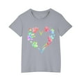 thumbnail image 2 of Sakmal Kids Clothes Under $5 Cotton Gray Floral Crew Neck 3-7y Short Sleeve Daily Life Vacation Outfits For Kids, 2 of 5