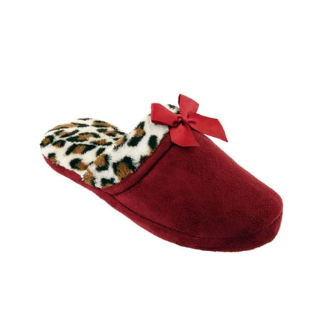 

Women s Cozy Winter Slippers Warm and Comfy Womens slide LEOPARD and Bow Design Sizes S 5/6 M 7/8 L 9/10.