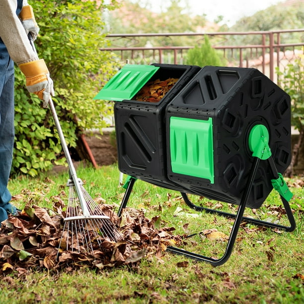 Costway Large Dual Chamber Compost Tumbler, 34.5 Gallon Outdoor