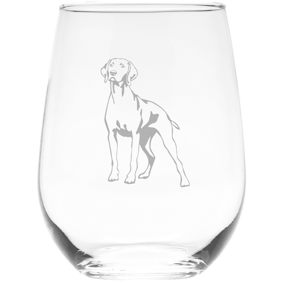 C&M Personal Gifts 17 oz Rhodesian Ridgeback Themed, Dog Stemless Wine Glass - Dog Lover Gift (Style R3)