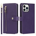 thumbnail image 5 of Allytech iPhone 14 Pro Max Case Wallet, Multiple Cards Holder Shoulder Strap Hand Wrist Zipper Wallet Stand Shockproof Wallet Case Purse for Apple iPhone 14 Pro Max - Purple, 5 of 8