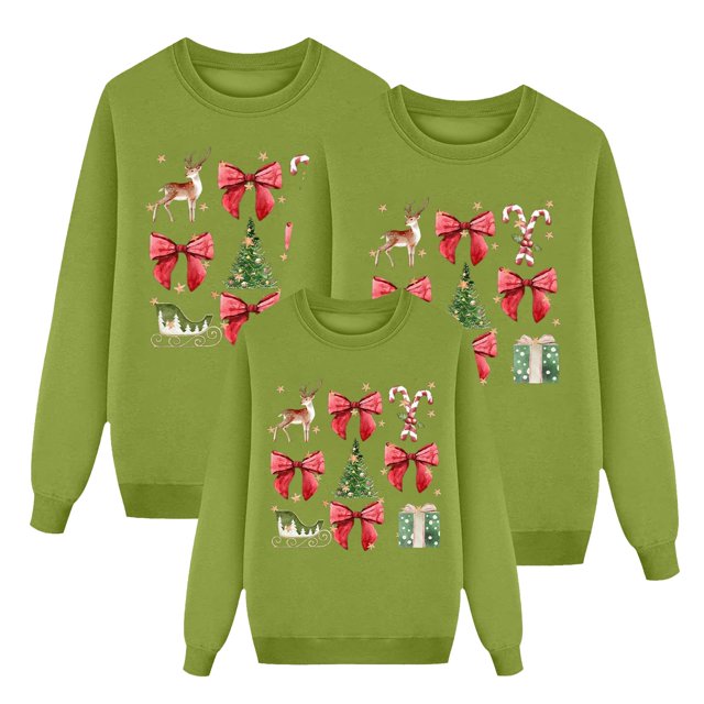Fgnfyis Dad Funny Christmas Prints Sweatshirts for Family Long Sleeve Xmas Cute Pullover Family Christmas Pajamas Matching Outfit for Men Green_002 S