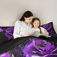 thumbnail image 5 of Homewish Valentine'S Day Rose Full Size Comforter Sets,Romance Flower Floral Bedding Comforter Set,Purple Sequin Print Bedding Sets For Men Women,Luxury Bedroom Decor Reversible,3 Pieces, 5 of 8