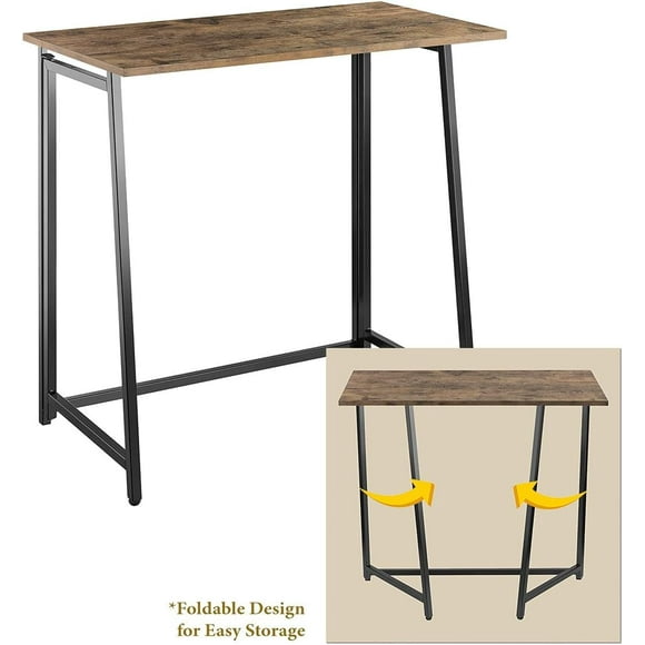 Boost Industries DF-8040F Compact 31" Wide Foldable Computer/Study Desk for Home and Office (Rustic Wood)