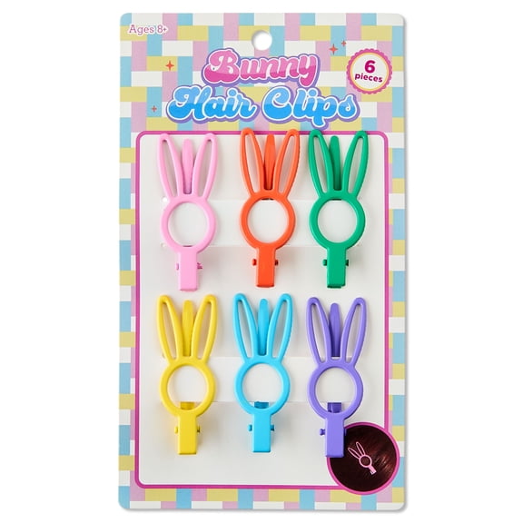 Bunny Hair Clips, Multicolor, 6 Count, Easter by Way To Celebrate