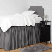 Mictong Dormitory Bed Skirt, Extra Long University Dormitory Bed Skirt with 40 inch dangling edge, ruffle edge Dormitory Bed Skirt, Elastic Bed Skirt, Easy to Install, 1 piece, Grey