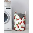thumbnail image 3 of Fruit Laundry Bag, Cherry Design Fresh Berry Fruit Summer Green Garden Macro Digital Print, Basket with Handles Drawstring Closure for Laundromats, 13" x 19", White Vermilion Green, by Ambesonne, 3 of 4